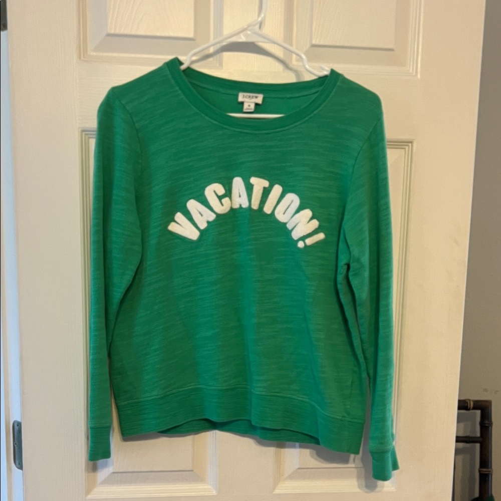 J. Crew Green lightweight VACATION! Crewneck